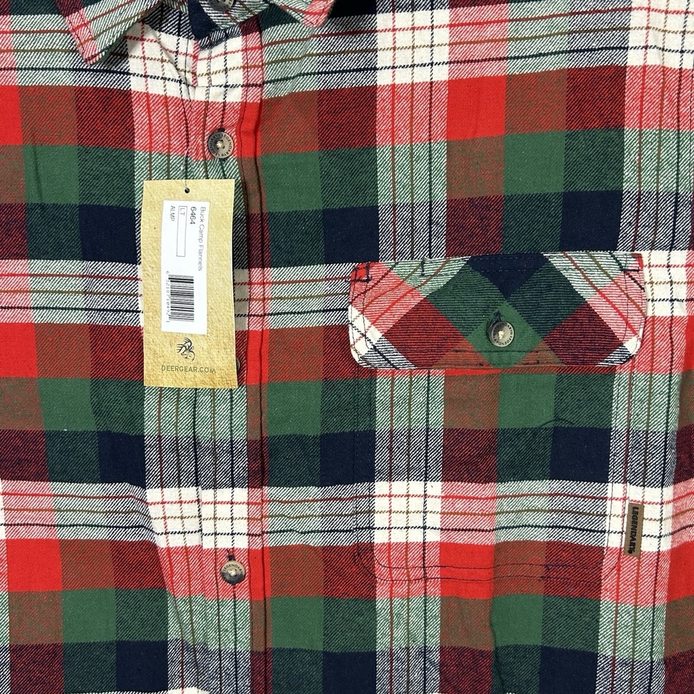 Legendary Whitetails Buck Camp‎ Red Green Plaid Flannel Shirt Men's Large Tall